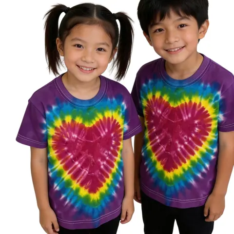เสื้อเด็ก มัดย้อมหัวใจ สีสด แบบที่ 2
