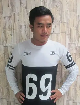 เสื้อคอกลมแขนยาวสกรีนลายเท่ๆ หมายเลข number by 42dan แบบที่ 7