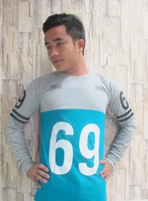 เสื้อคอกลมแขนยาวสกรีนลายเท่ๆ หมายเลข number by 42dan แบบที่ 6