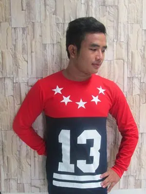 เสื้อคอกลมแขนยาวสกรีนลายเท่ๆ หมายเลข number by 42dan แบบที่ 2