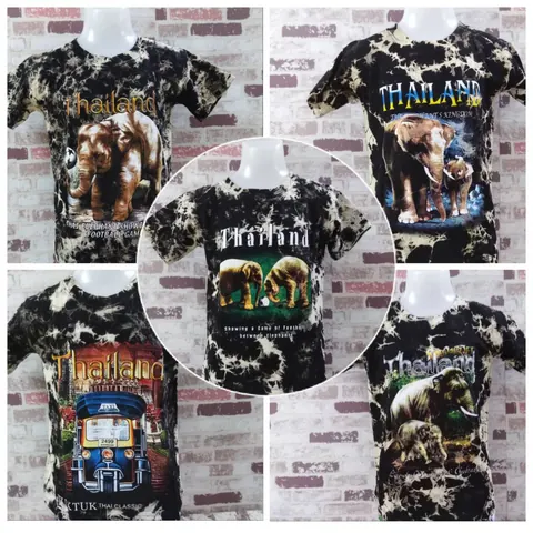 เสื้อลายช้าง เสื้อลายตัวหนังสือ เสื้อลายรถมอไซค์
