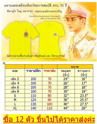 เสื้อเหลือง งาน 70 ปี ครองราชย์ แบบที่ 3