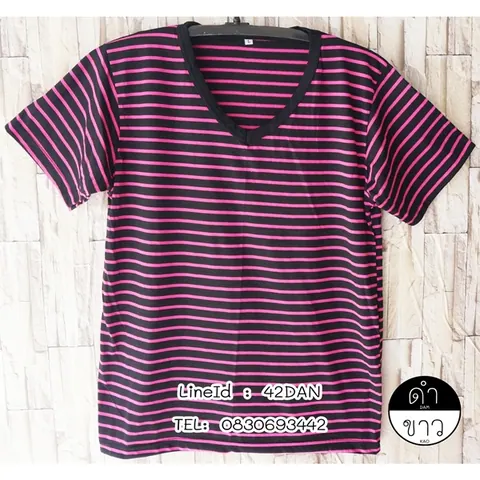 เสื้อ ลาย ขวาง ที่ กำลัง ฮิต สวยๆ คอกลม ถูกที่สุด ขายราคาไม่แพง t-Shirt striped lines แบบที่ 10