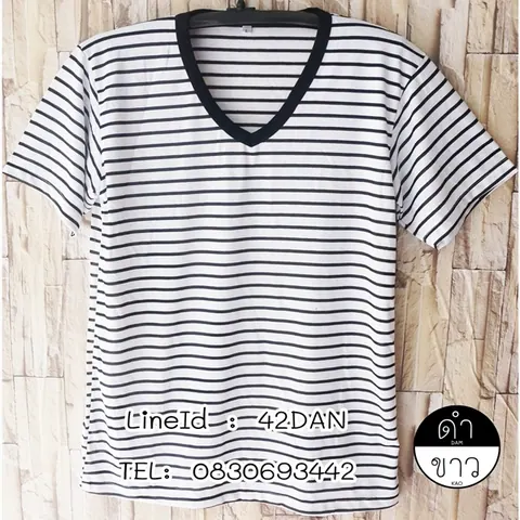 เสื้อ ลาย ขวาง ที่ กำลัง ฮิต สวยๆ คอกลม ถูกที่สุด ขายราคาไม่แพง t-Shirt striped lines แบบที่ 5