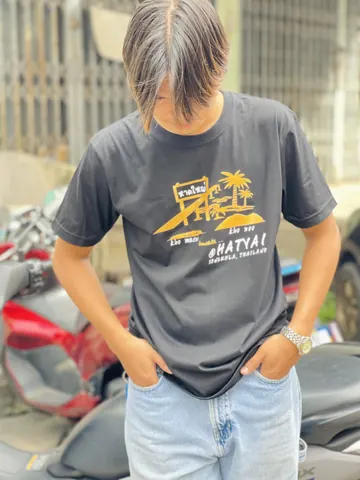 ขายเสื้อตัวเปล่า พิมพ์ลานสกรีน คอกลม คอวี เสื้อสีพื้น สีดำ เสื้อหาดใหญ่ แบบที่ 4