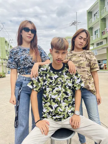 เสื้อลายทหาร เสื้อลายพราง เสื้อทหารเท่ๆ คอกลม แขนสั้นแขนยาว สั่งทำได้เลยนะคะ แบบที่ 5