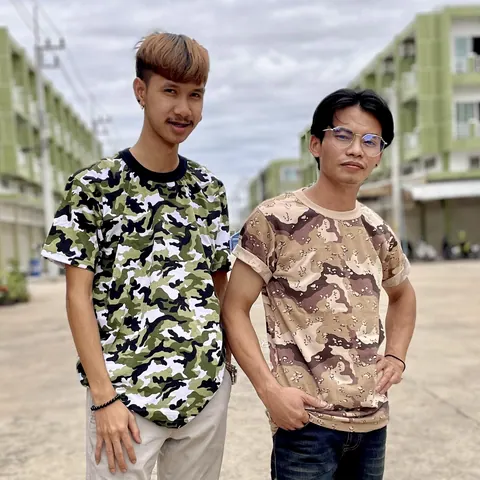 เสื้อลายทหาร เสื้อลายพราง เสื้อทหารเท่ๆ คอกลม แขนสั้นแขนยาว สั่งทำได้เลยนะคะ แบบที่ 9