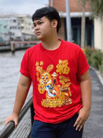 เสื้อตรุษจีน เสื้อสีแดง เสื้อเทศกาลจีน เสื้อปีกระต่าย 2023 ราคาถูก รับผลิตและจำหน่ายเสื้อคอกลมราคาถูก