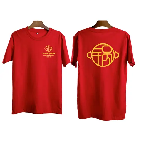 เสื้อลาย แมนดารินสุกี้ สีแดง