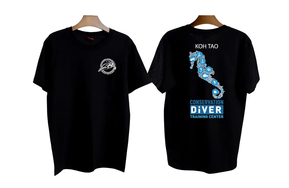 เสื้อลาย เกาะเต่ารูปม้าน้ำ สีดำ แบบที่ 1