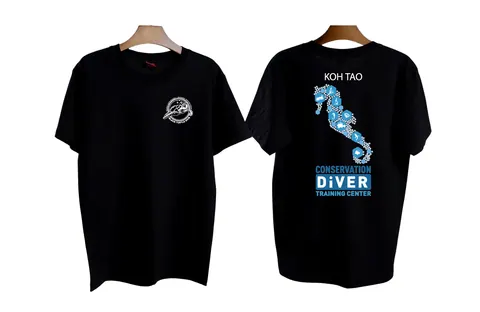 เสื้อลาย เกาะเต่ารูปม้าน้ำ สีดำ