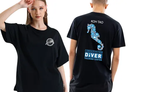 เสื้อลาย เกาะเต่ารูปม้าน้ำ สีดำ แบบที่ 2