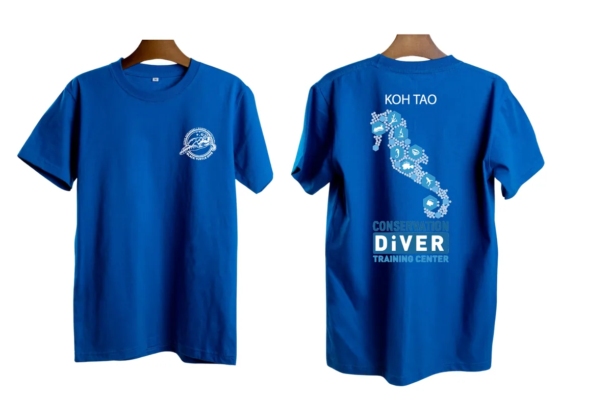 เสื้อลาย เกาะเต่าม้าน้ำ สีน้ำเงิน แบบที่ 1