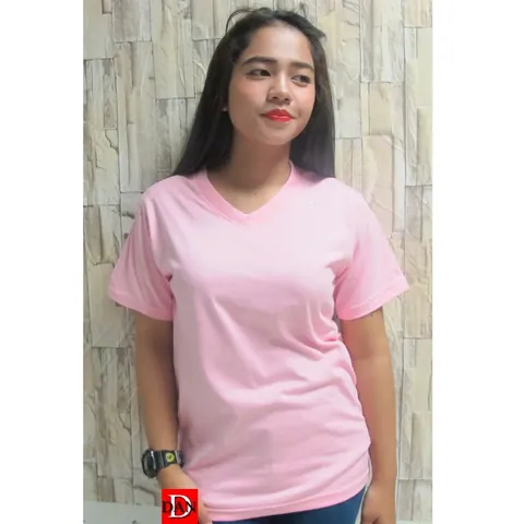 เสื้อยืด เสื้อสีพื้น เสื้อสีพื้น เสื้อคอวี V แบบที่ 19