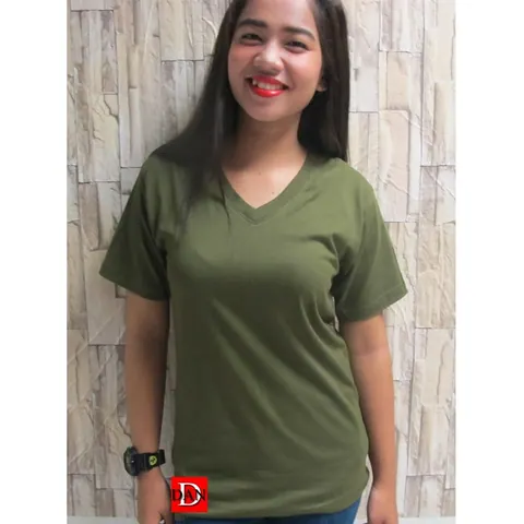 เสื้อยืด เสื้อสีพื้น เสื้อสีพื้น เสื้อคอวี V แบบที่ 15