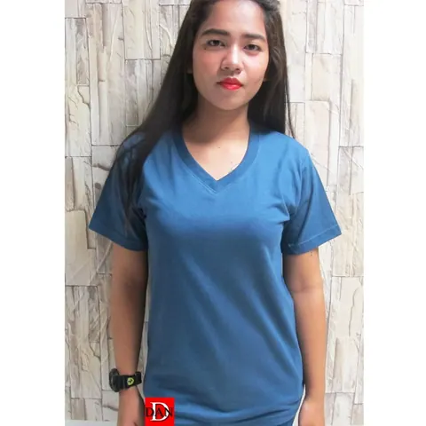 เสื้อยืด เสื้อสีพื้น เสื้อสีพื้น เสื้อคอวี V แบบที่ 14