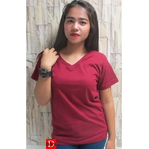 เสื้อยืด เสื้อสีพื้น เสื้อสีพื้น เสื้อคอวี V แบบที่ 10