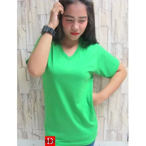 เสื้อยืด เสื้อสีพื้น เสื้อสีพื้น เสื้อคอวี V แบบที่ 9