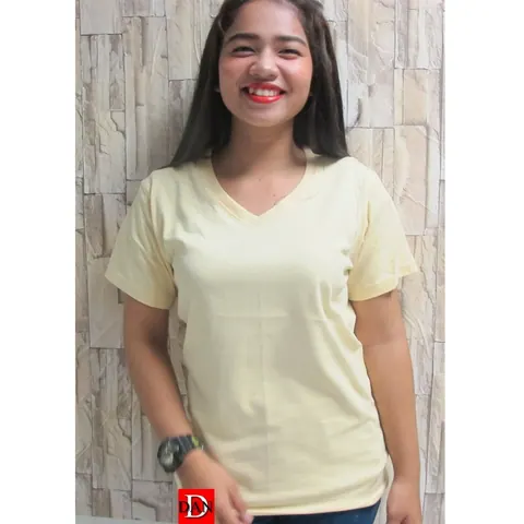 เสื้อยืด เสื้อสีพื้น เสื้อสีพื้น เสื้อคอวี V แบบที่ 6
