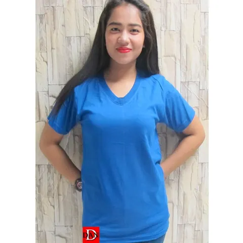 เสื้อยืด เสื้อสีพื้น เสื้อสีพื้น เสื้อคอวี V แบบที่ 3